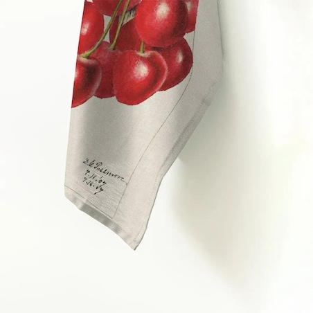 Lniany ręcznik kuchenny - kiść wiśni