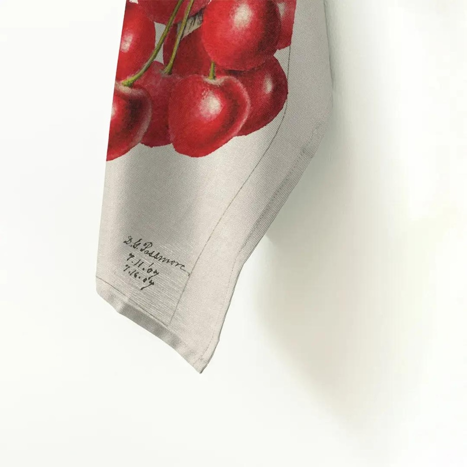 Lniany ręcznik kuchenny - kiść wiśni