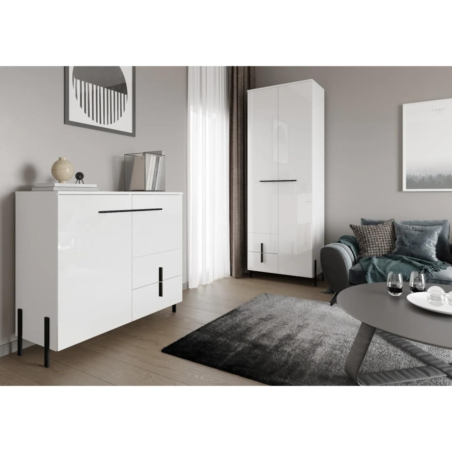 Szafa JUSTINE 2D2S biała/biały połysk