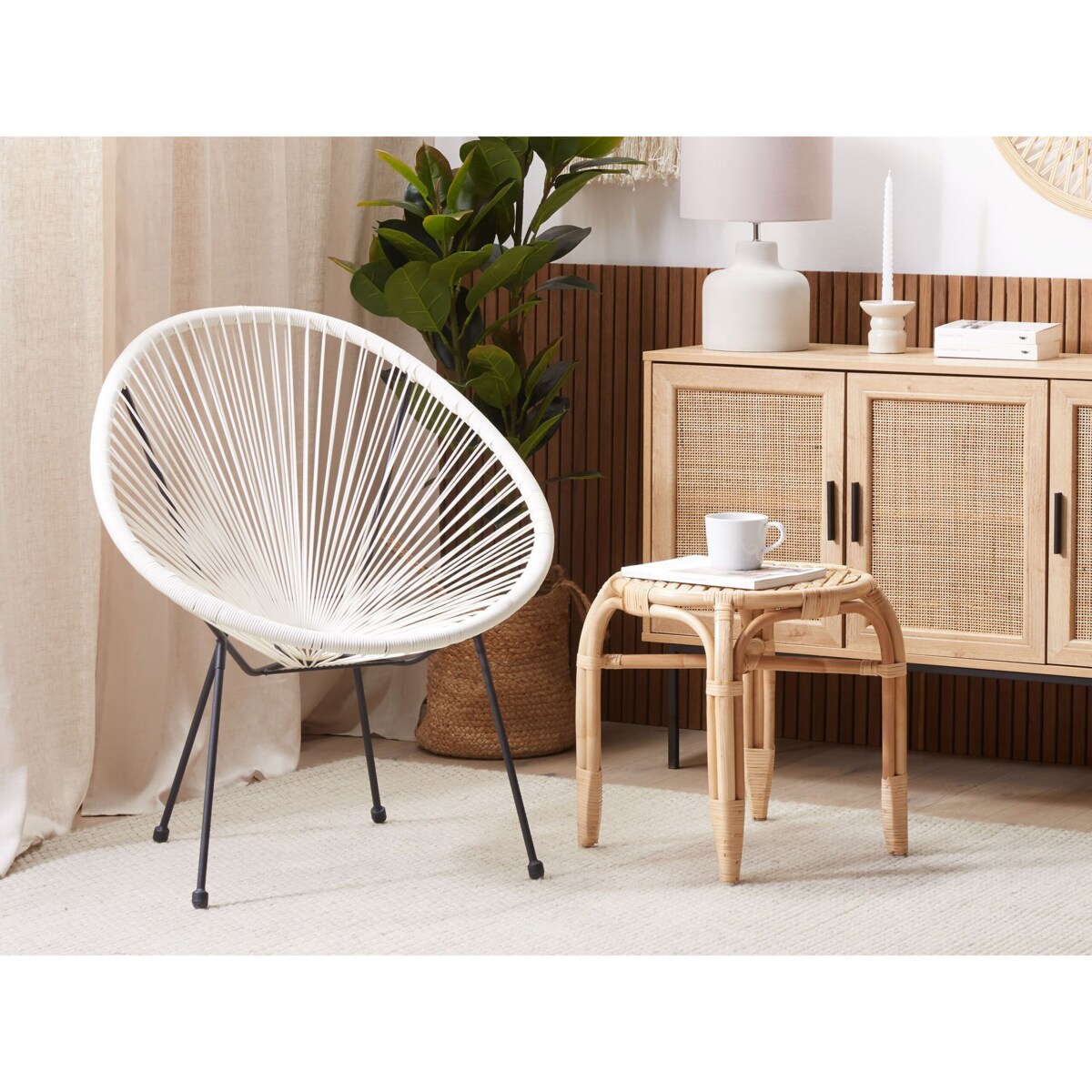 Krzesło z technorattanu białe ACAPULCO II