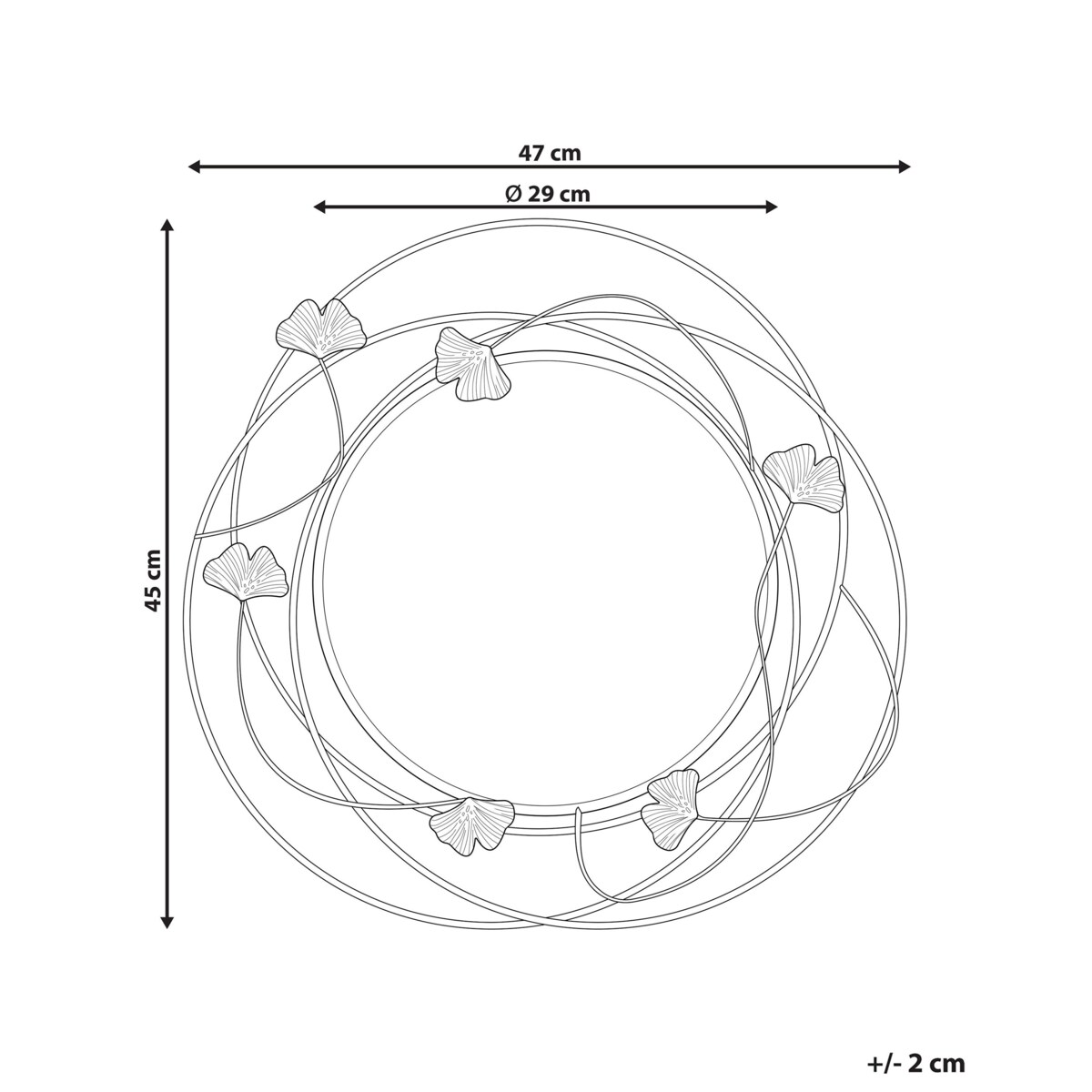Metalowe okrągłe lustro ścienne ø 47cm złote ANGLET