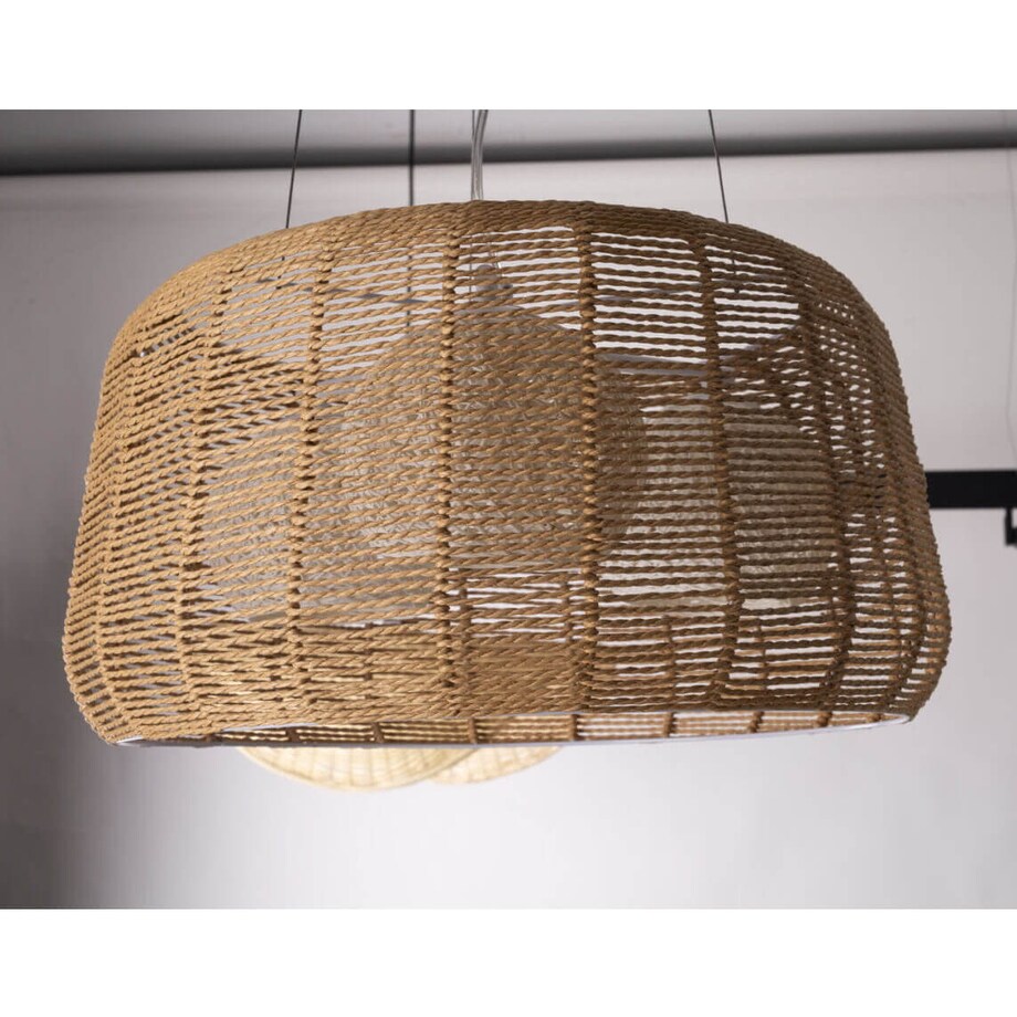 Wisząca lampa salonowa Koshi P0499 Maxlight ratan boho biały beżowy