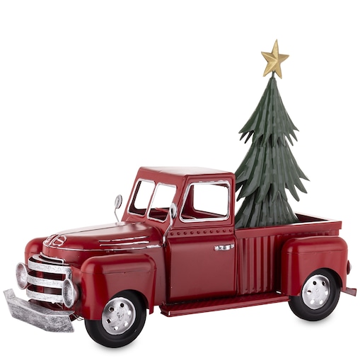 Dekoracja - samochód ciężarowy z choinką LED LASTBIL 42x49 cm