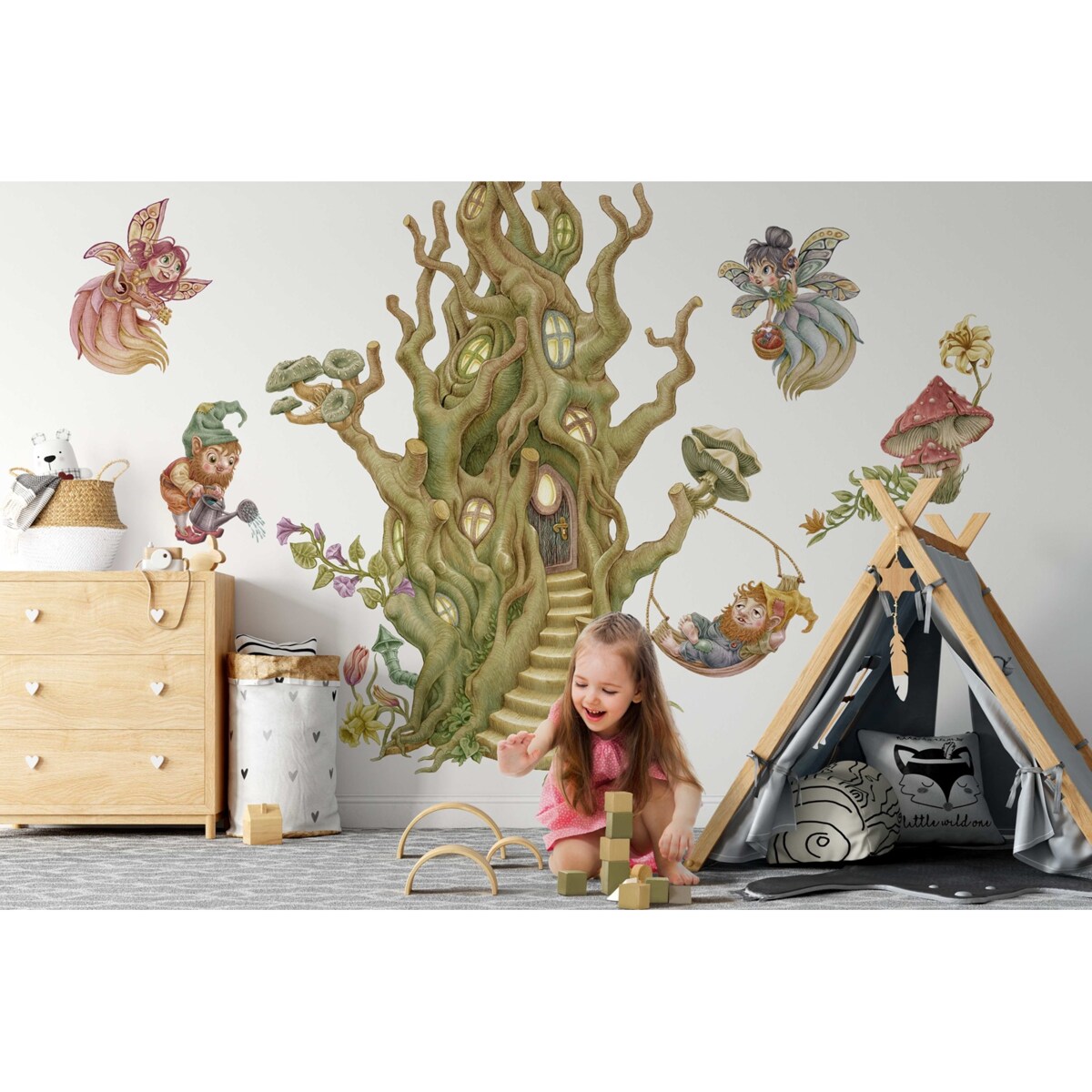 Zestaw naklejek na ścianę, Wróżkowy las, 80cm