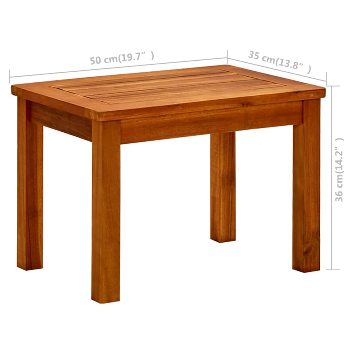 vidaXL Ogrodowy stolik kawowy, 50x35x36 cm, lite drewno akacjowe
