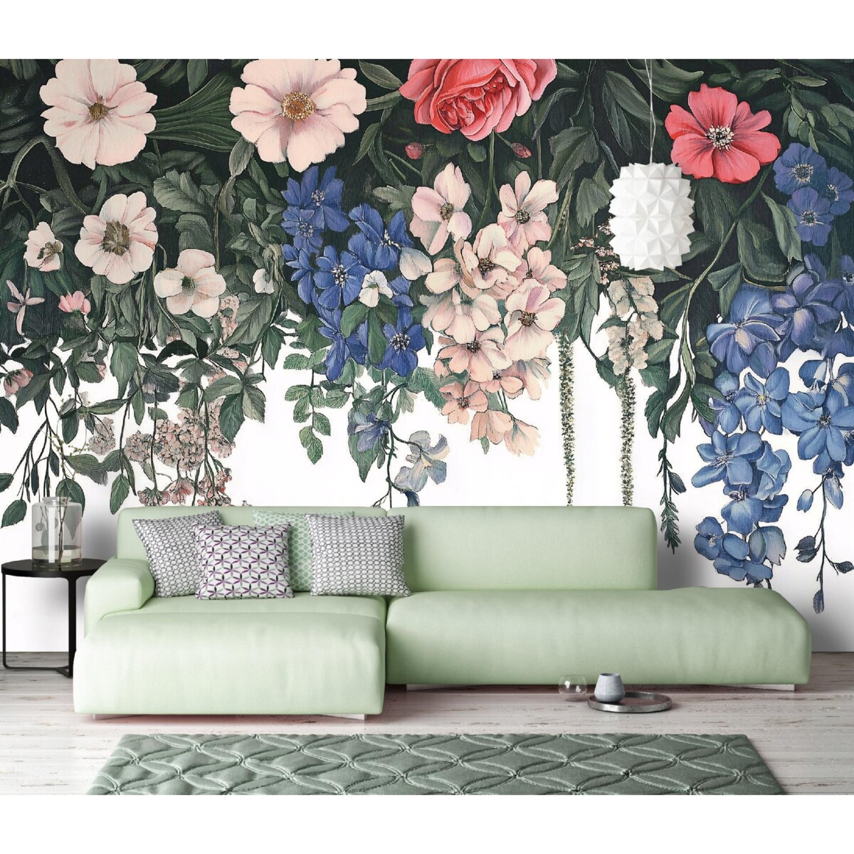 Fototapeta Do Sypialni Salonu Na Flizelinie Kwiaty Liście Zielony 400x280