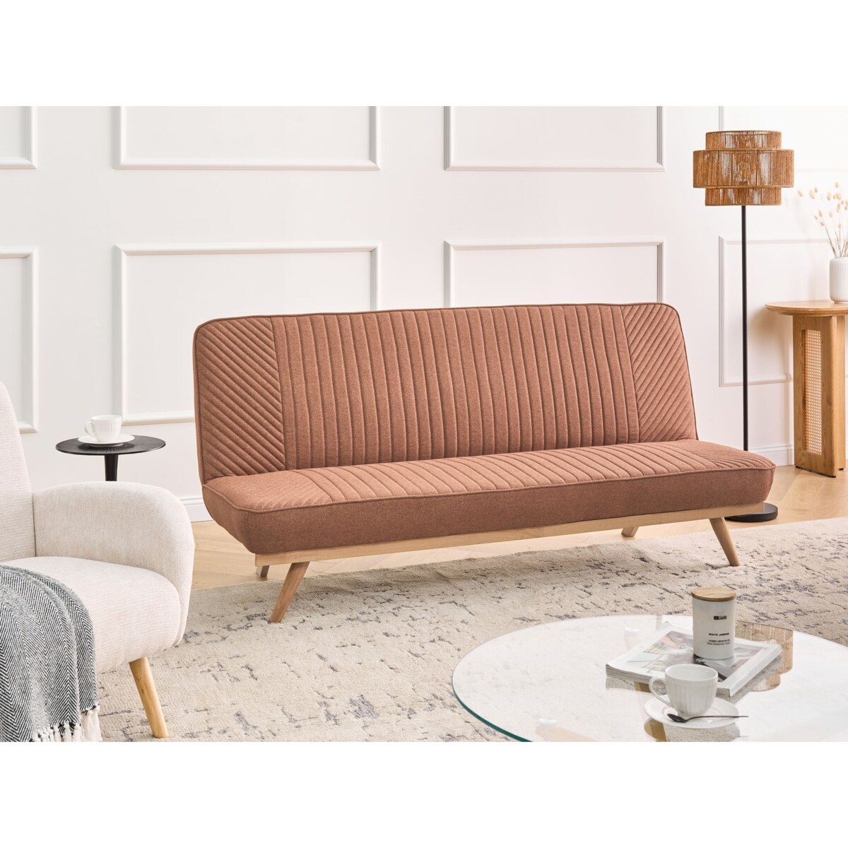 Sofa rozkładana dla 2 osób KALFAFEL Złoty brąz