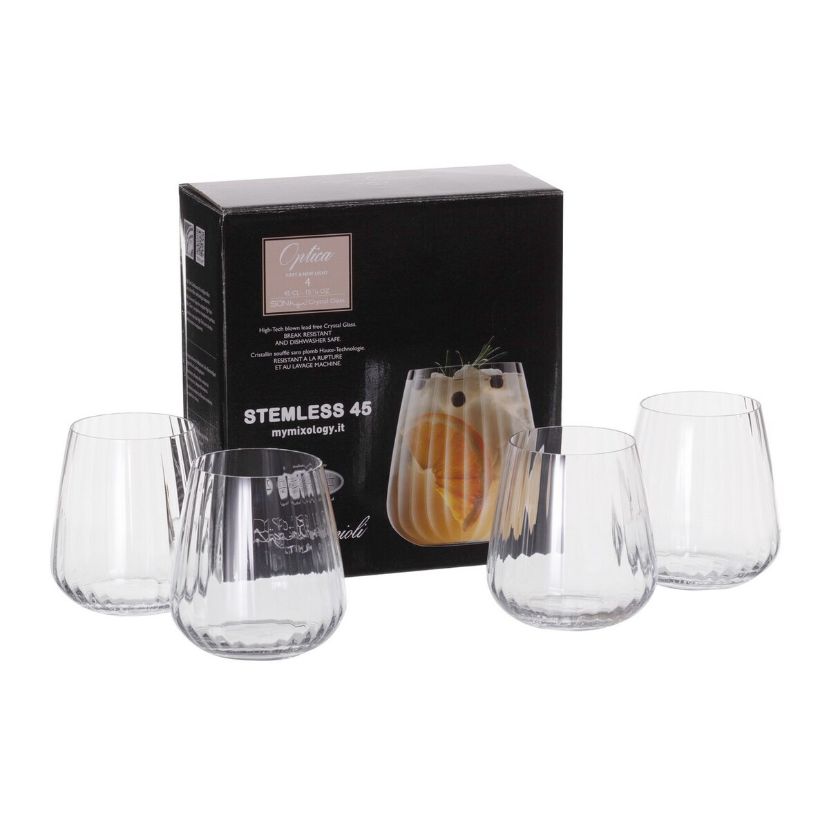 Szklanki Ottico 4szt. 450ml, 6,7 x 9,5 x 10,4 cm