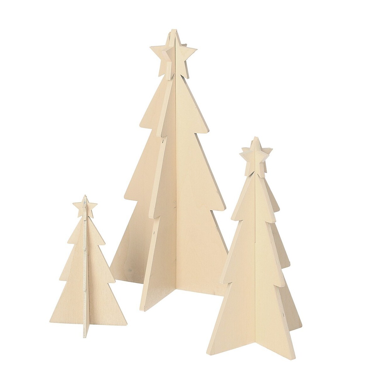 Dekoracja Rustic Trees 3 szt. natural boże narodzenie, święta, świąteczne, beżowy, 14/10/7x25/18/12 cm