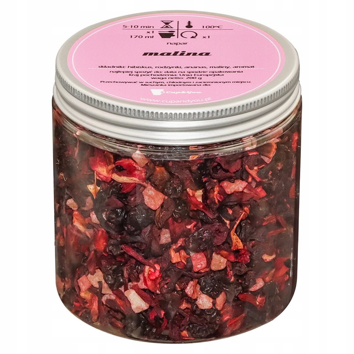 Herbata owocowa sypana MALINA o mocno malinowym smaku PREMIUM Cup&You - herbata liściasta sypana mieszanka napar susz - gotowa na prezent upominek