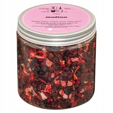 Herbata owocowa sypana MALINA o mocno malinowym smaku PREMIUM Cup&You - herbata liściasta sypana mieszanka napar susz - gotowa na prezent upominek