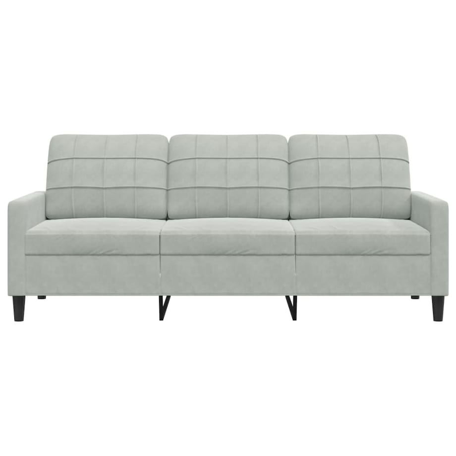 vidaXL Sofa 3-osobowa, jasnoszara, 180 cm, tapicerowana aksamitem