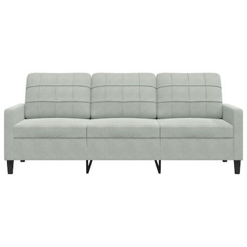 vidaXL Sofa 3-osobowa, jasnoszara, 180 cm, tapicerowana aksamitem