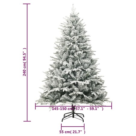vidaXL Sztuczna choinka pokryta śniegiem, zielona, 240 cm, PVC i PE