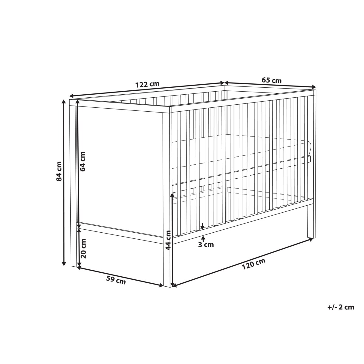 Łóżeczko dziecięce ZAMA 60 x 120 cm Biały