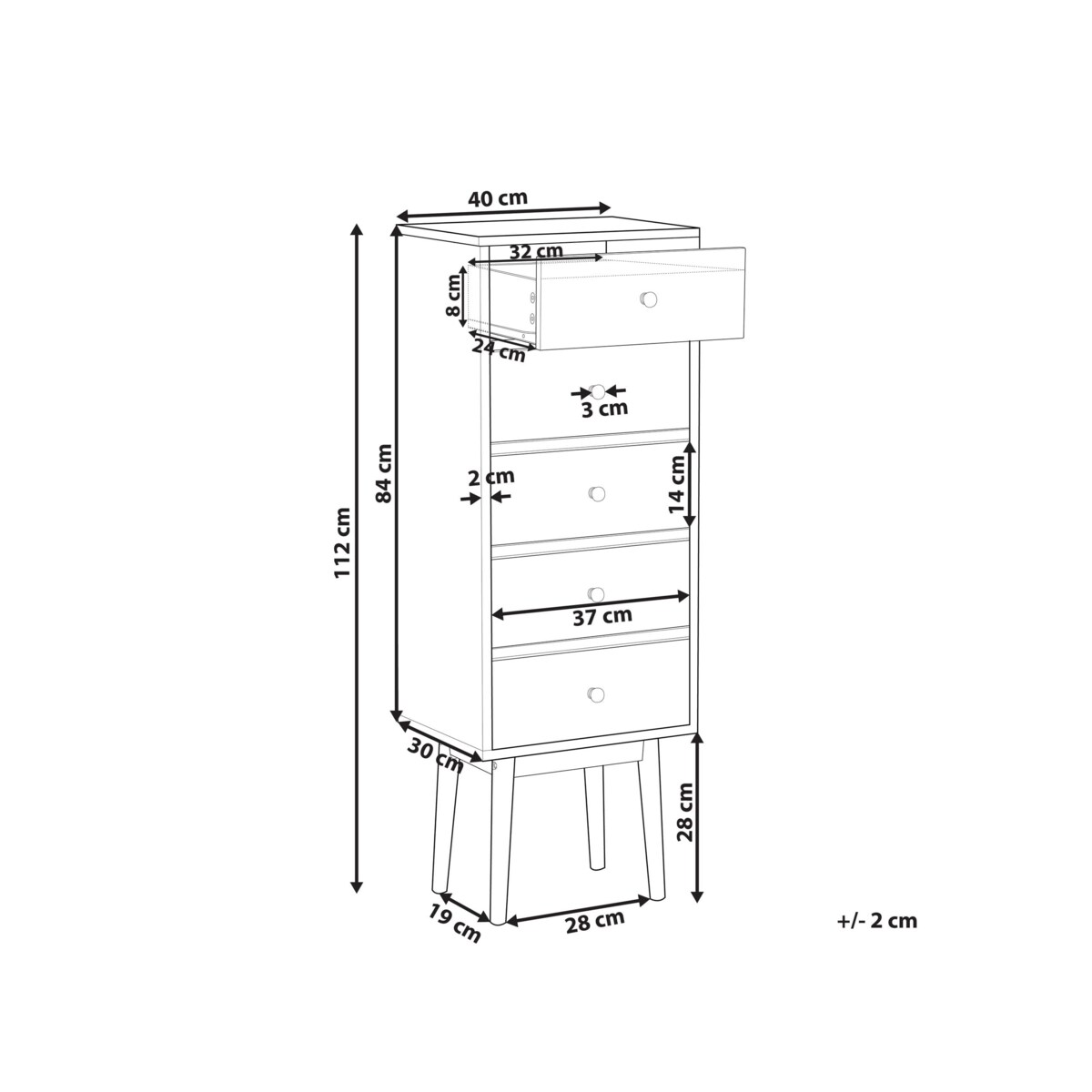 Komoda 5 szuflad FOLEY Kolorowy