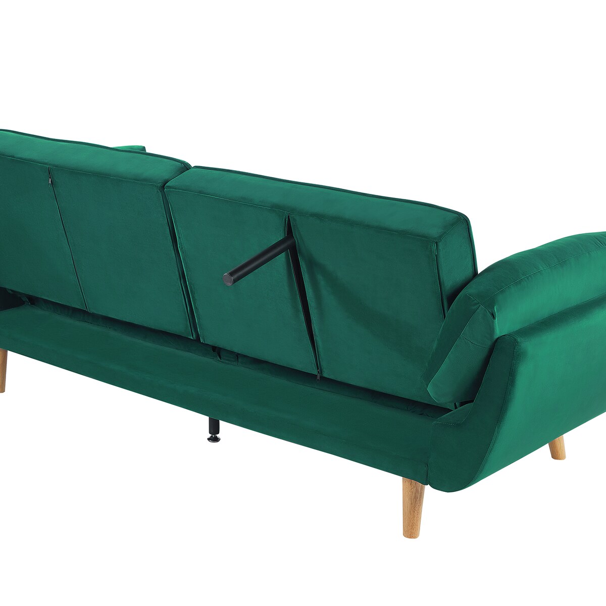 Sofa rozkładana dla 3 osób ASBY Welur Zielony