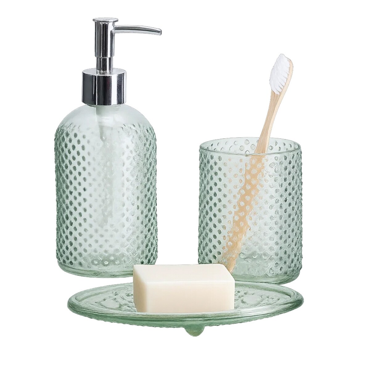 Zestaw łazienkowy NODE, dozownik, kubek na szczoteczki i mydelniczka, 3 elementy