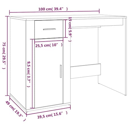 vidaXL Biurko, białe, 100x49x75 cm, materiał drewnopochodny