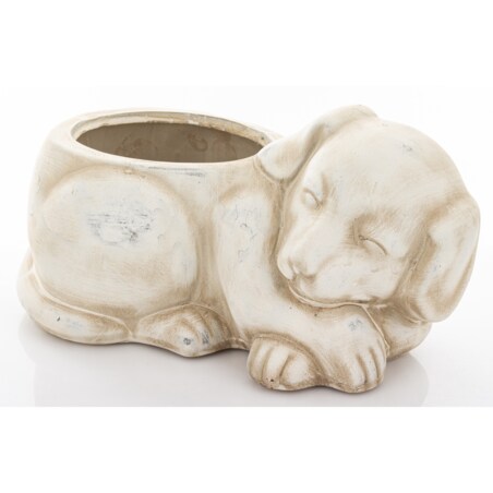 Osłonka ceramiczna 12x22x12,5 cm PIESEK mały szary