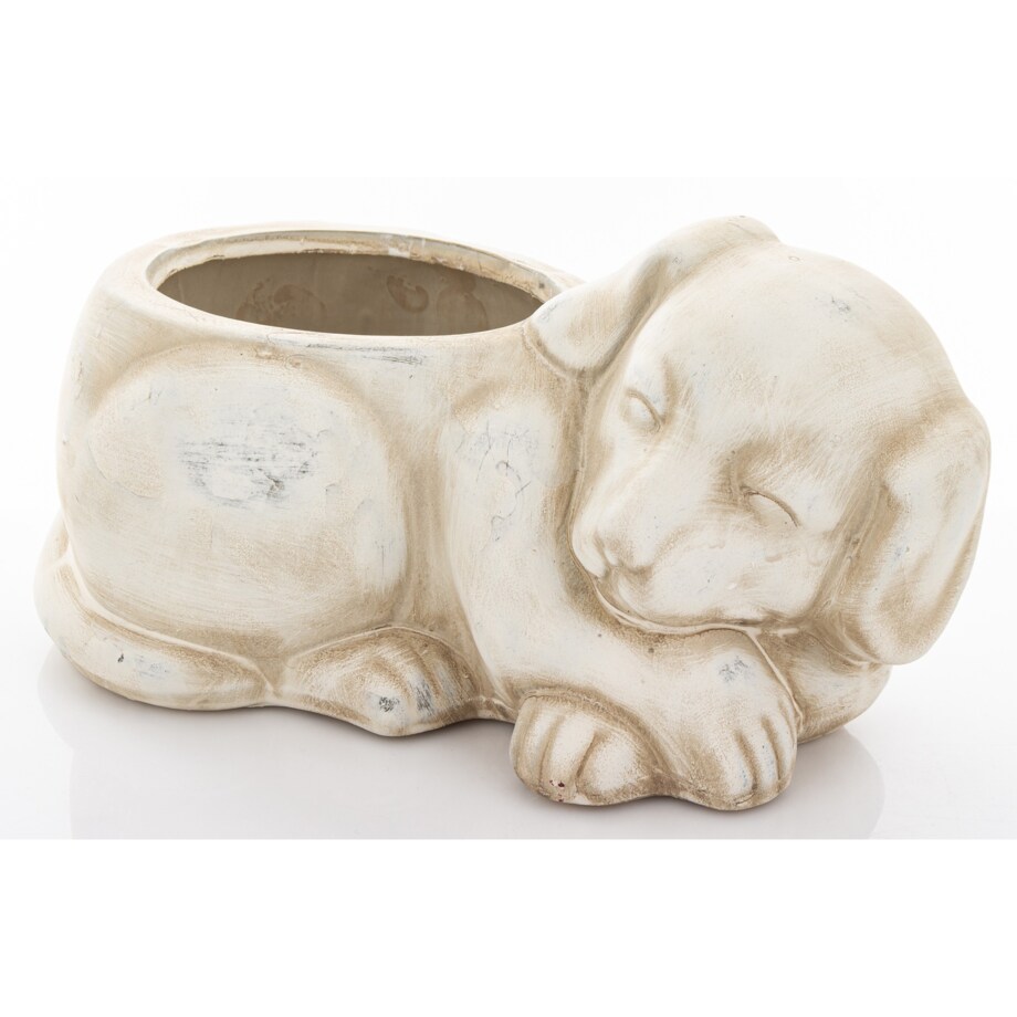 Osłonka ceramiczna 12x22x12,5 cm PIESEK mały szary