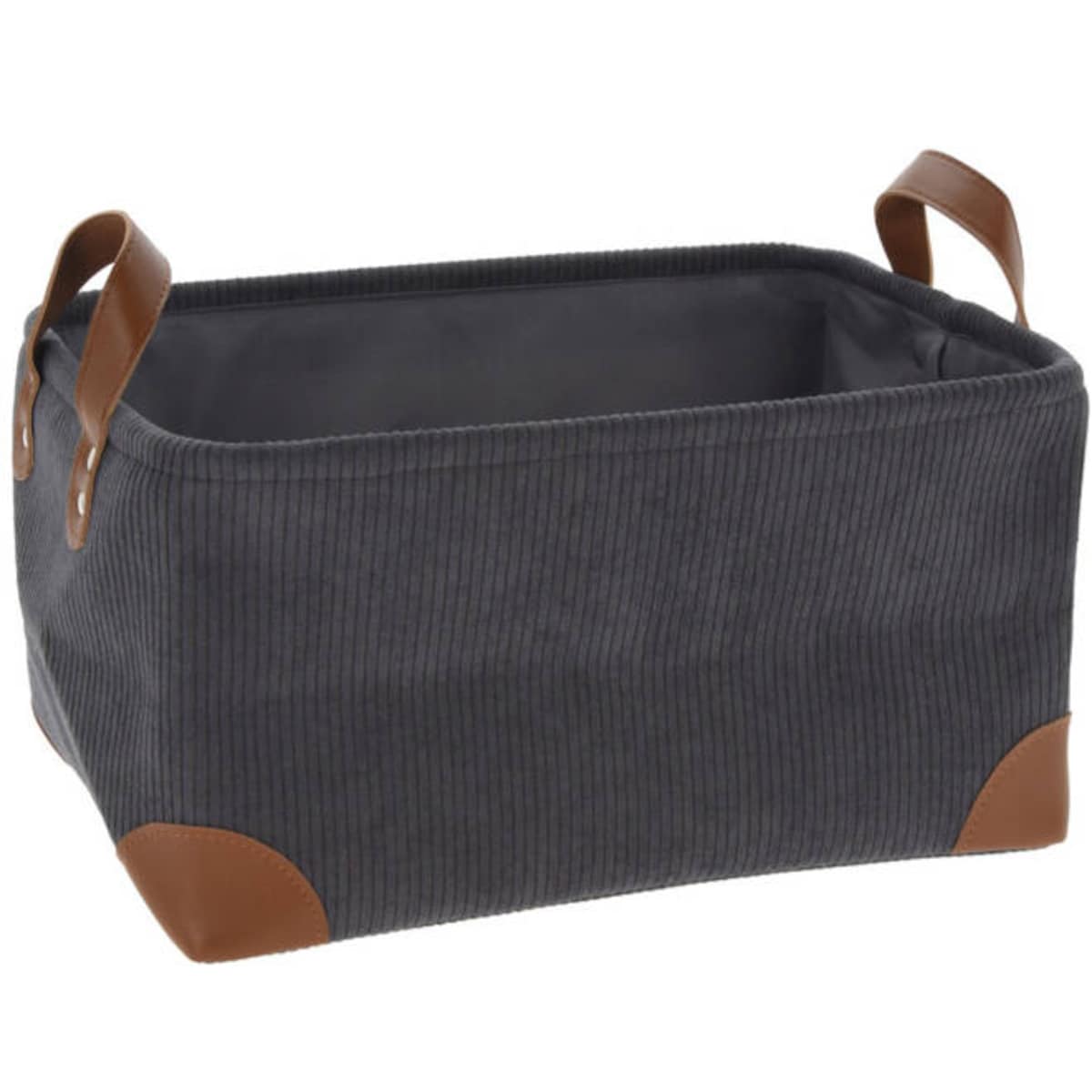 Koszyk do przechowywania, sztruks z uchwytami, 36 x 26 x 19 cm