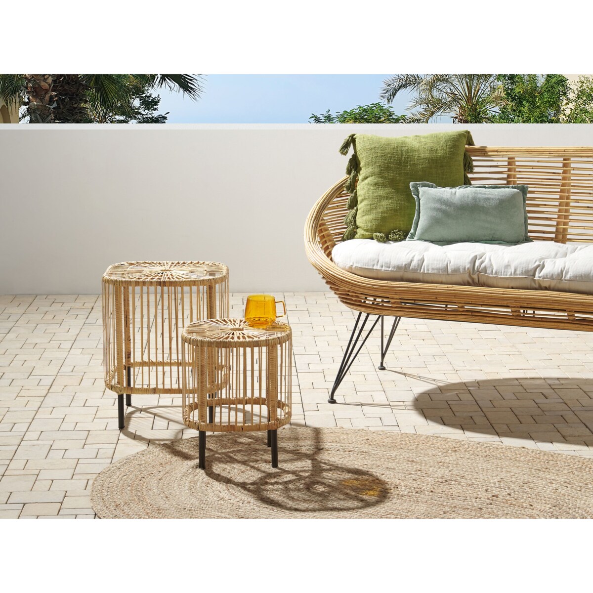 Zestaw 2 stolików kawowych CESENATICO Rattan Naturalny