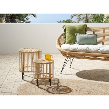 Zestaw 2 stolików kawowych CESENATICO Rattan Naturalny