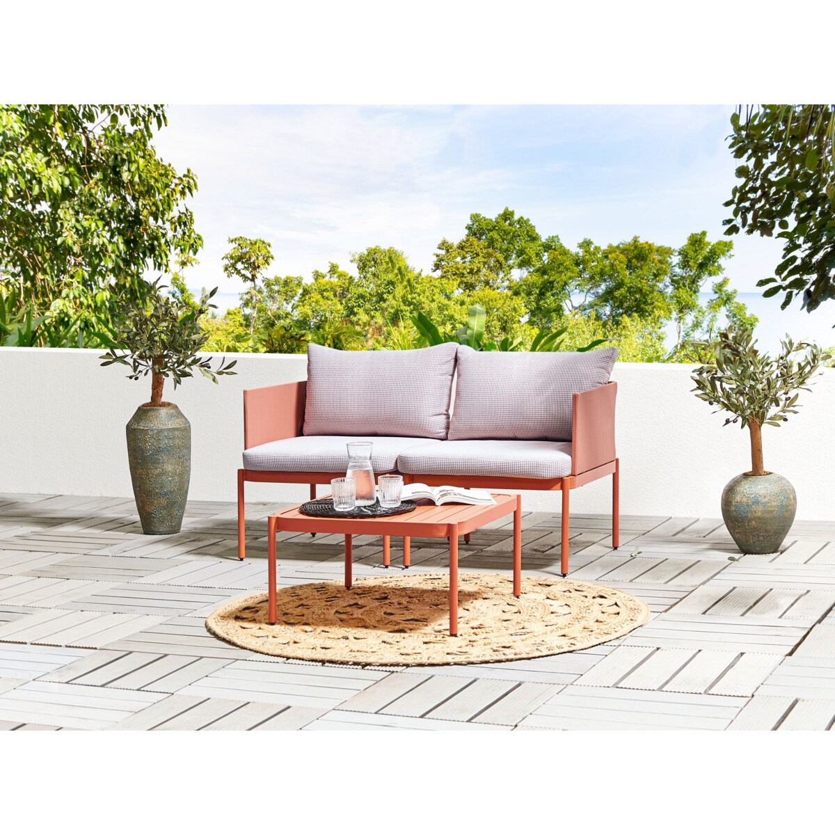 Zestaw ogrodowy dwuosobowy modułowy pomarańczowy TERRACINA