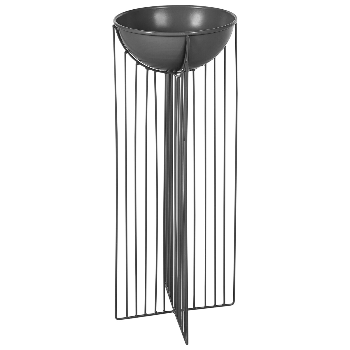 Zestaw 2 doniczek na stojaku metalowe czarny FICARIA