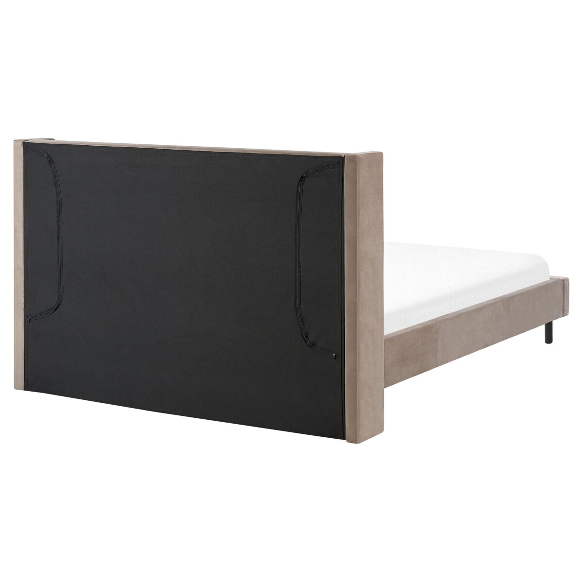 Łóżko welurowe 160 x 200 cm beżowoszare VILLETTE