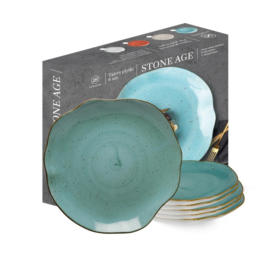 Zestaw 6 talerzy płytkich 28 cm Stone Age morski LB23 (6630L)