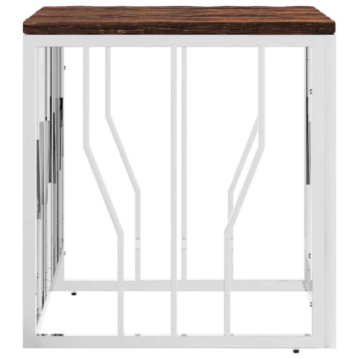 vidaXL Stolik kawowy, srebrny, stal nierdzewna i lite drewno z odzysku