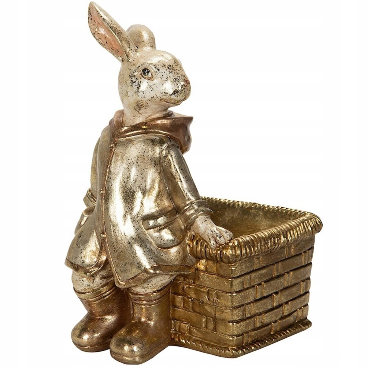 ZAJĄC WIELKANOCNY ZŁOTY POJEMNIK NA KLUCZE DROBIAZGI FIGURKA ZAJĄCZEK 22cm