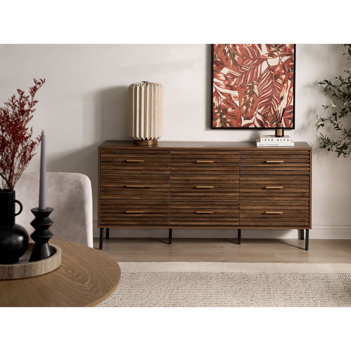 Komoda 9 szuflad ORBOST Ciemnobrązowy