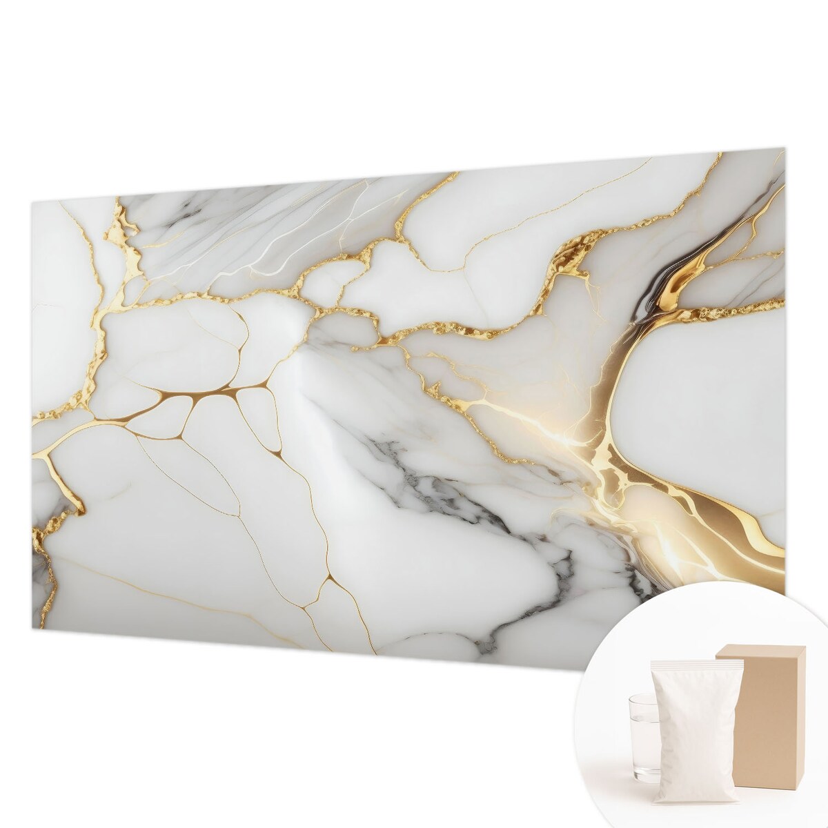 Fototapeta flizelinowa 416x254 cm - Marmurowa elegancja, tapeta ścienna biała