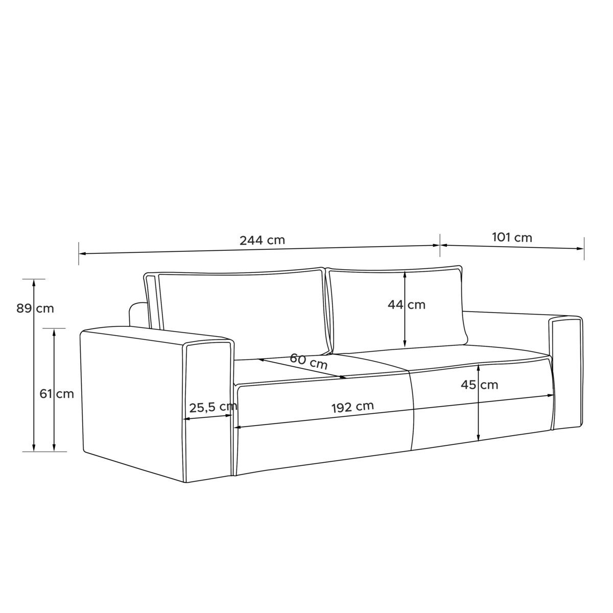 KONSIMO NAPI Sofa 3-osobowa z pojemnikiem na łóżko, kolor ciemnozielony