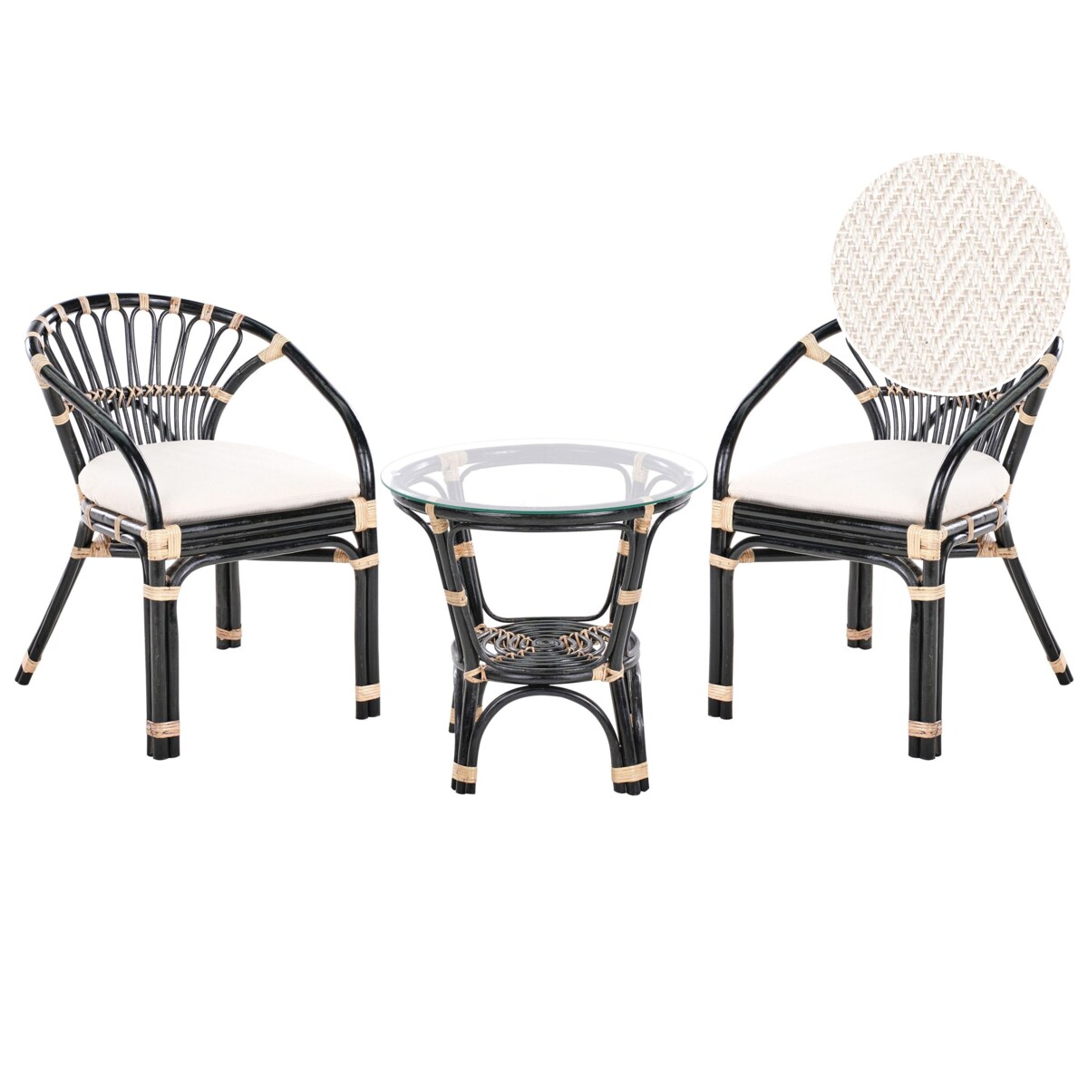 Zestaw mebli balkonowych z poduszkami PECORINI Rattan Czarny