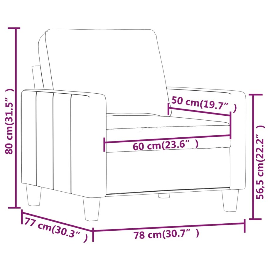 vidaXL Fotel, kremowy, 60 cm, obity sztuczną skórą
