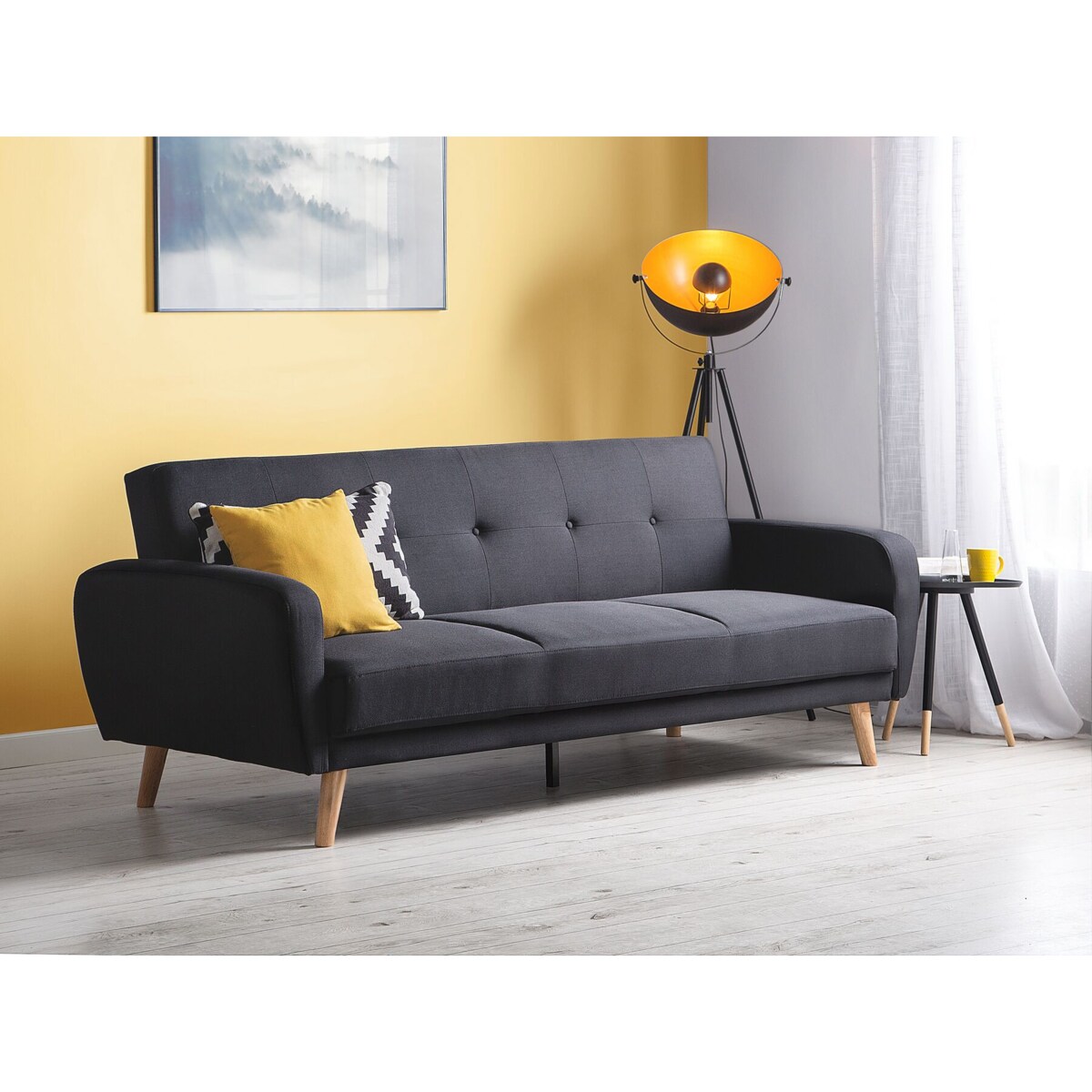 Sofa rozkładana 3-osobowa czarna FLORLI