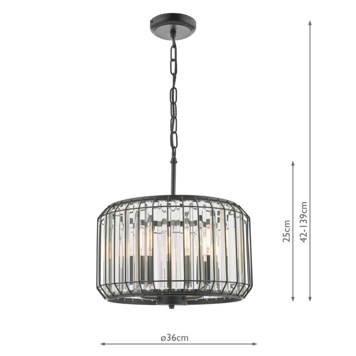 Kryształowa lampa wisząca Naeva NAE0322 Dar Lighting salonowa czarny mat