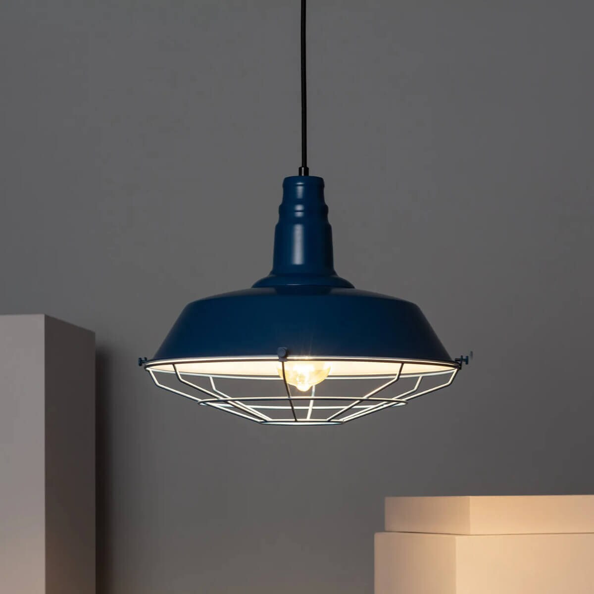 Lampa wisząca metalowa Retro ABR-RRP-N-E27 Abruzzo industrialna niebieski
