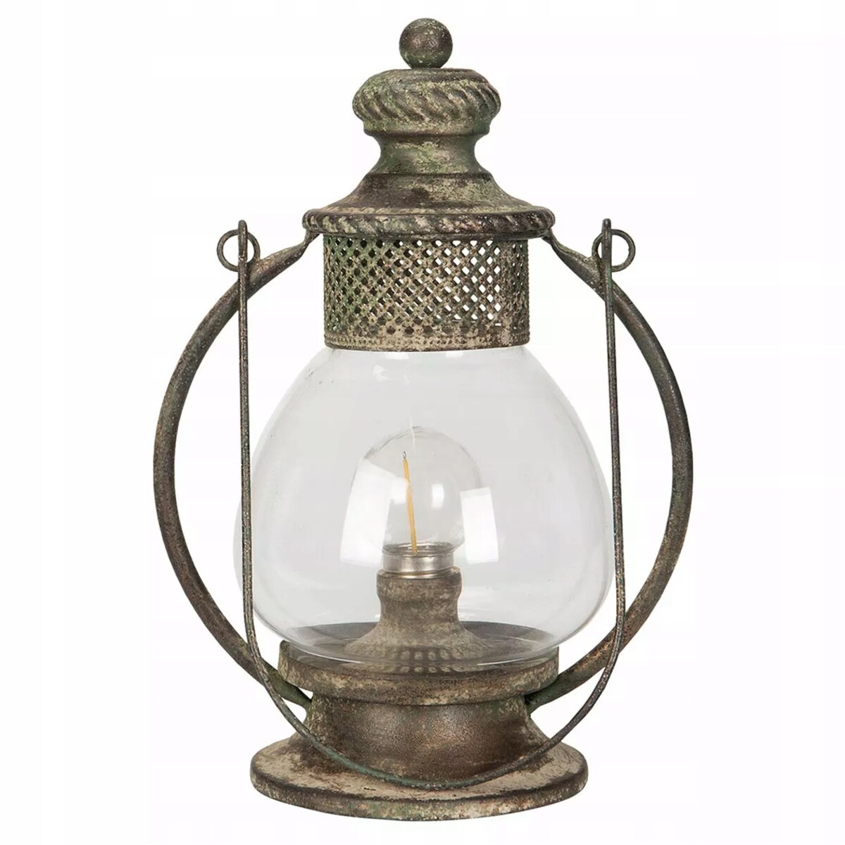 LAMPION LATARNIA LED RETRO METALOWY SZKLANY ŚWIĄTECZNY DO SALONU DOMU