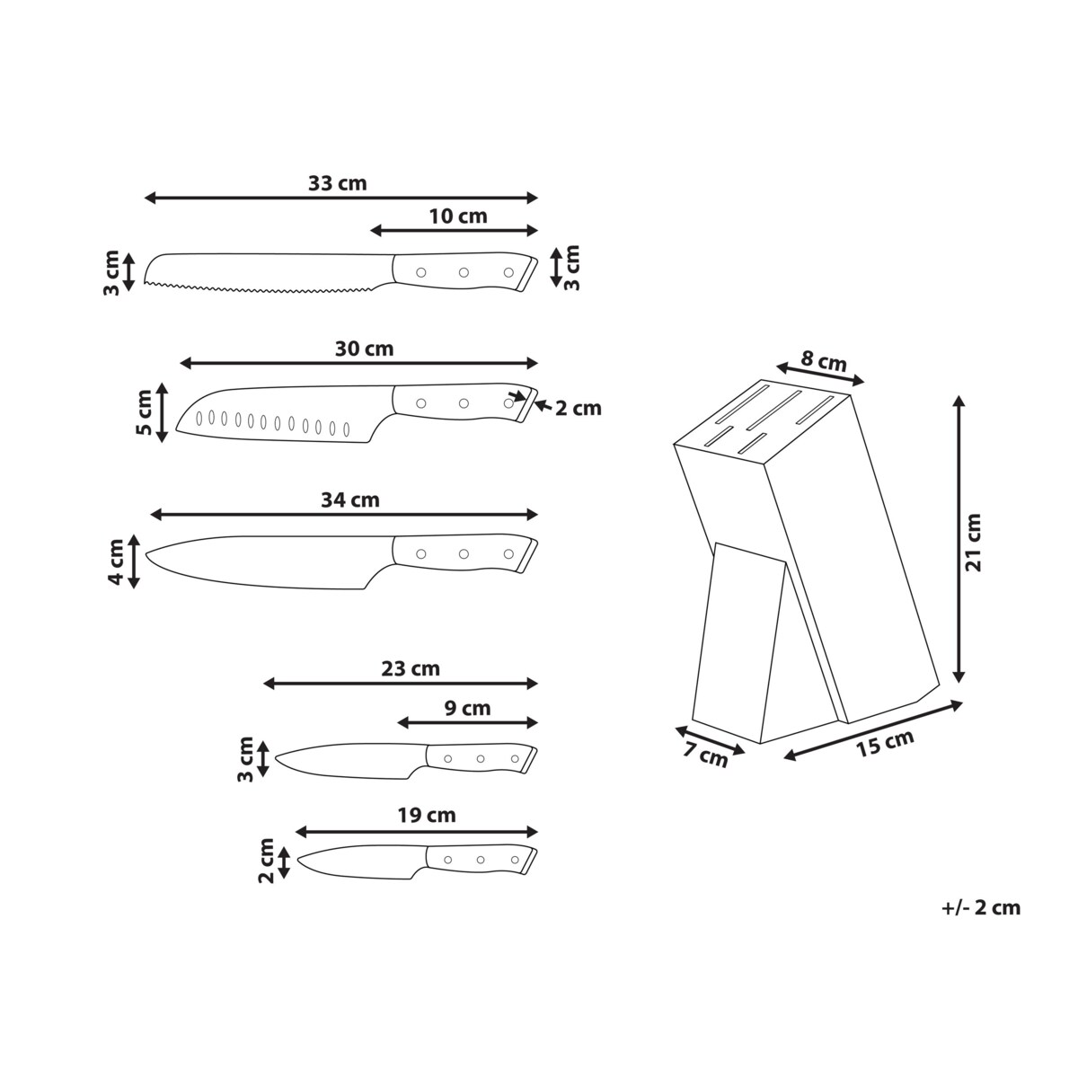 Zestaw 5 noży w bloku IKEDA Czarny