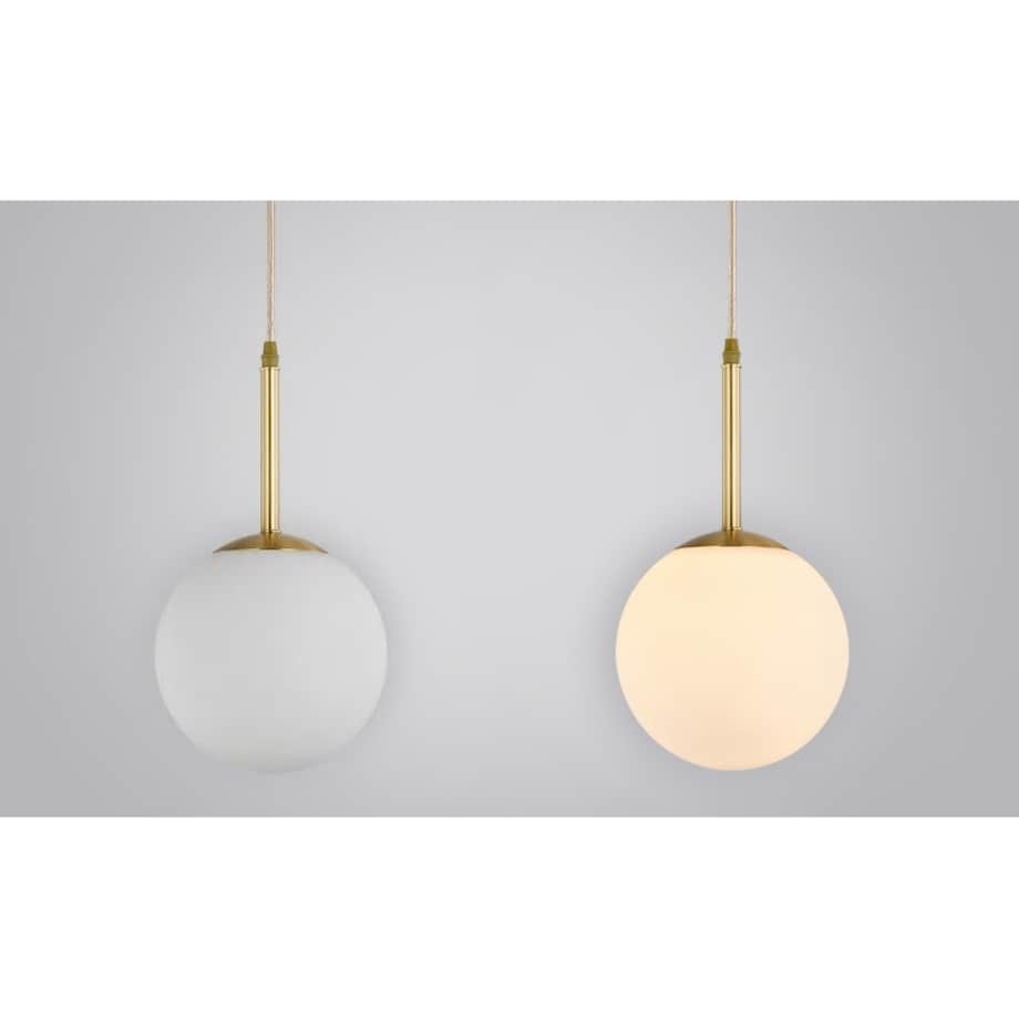 Lampa Wisząca Sufitowa Szklana Biała Mleczna Gold