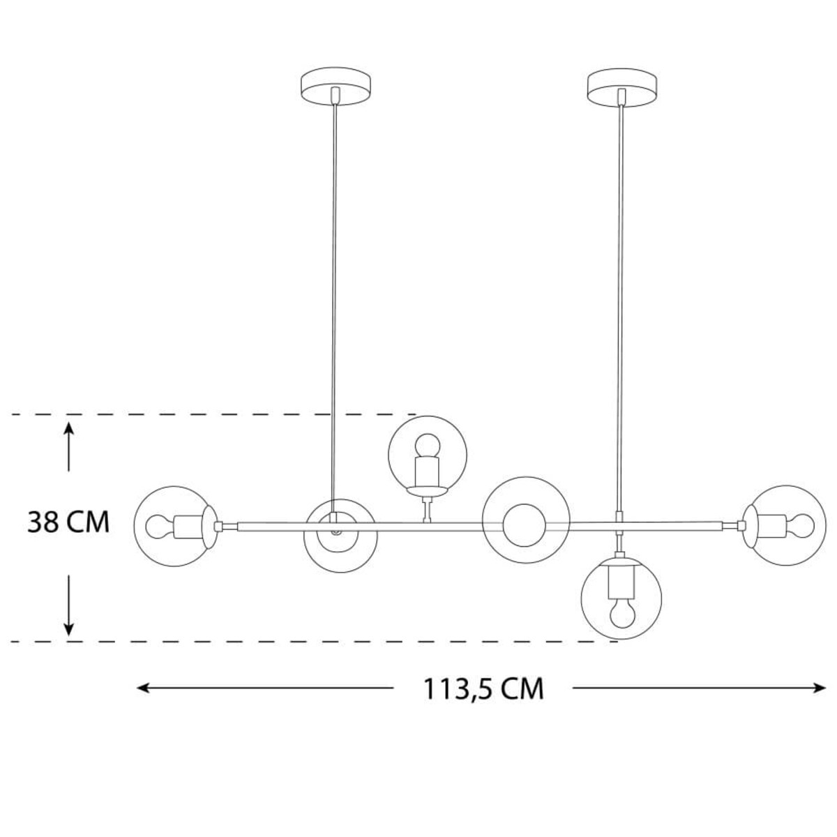 Lampa sufitowa molekuły 439 Domeno LED wielopunktowa złota