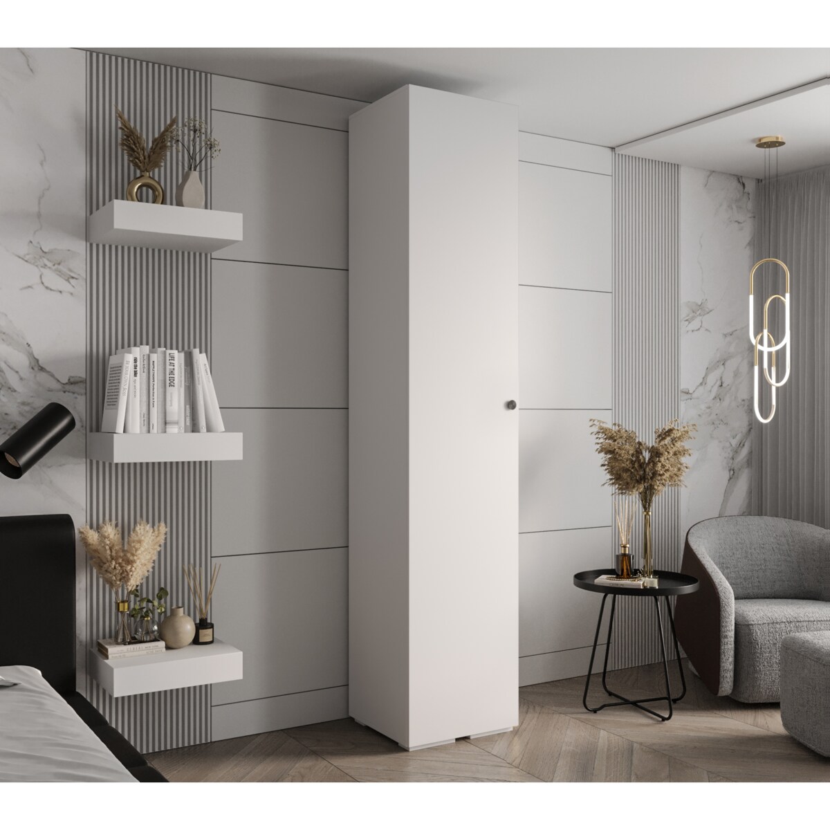 Szafa ubraniowa Garderoba INOVA 2 0,5SZ Biały+Czarny