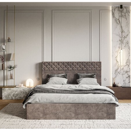 Łóżko tapicerowane 140x200 OLDO 4 tkanina hydrofobowa Monolith- brązowe