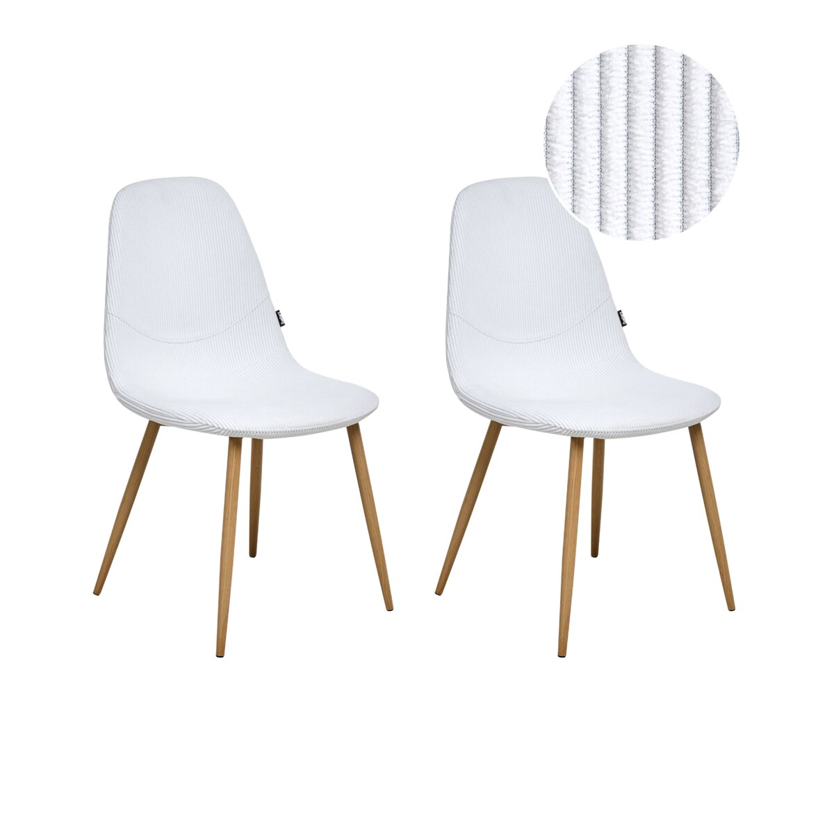 Zestaw 2 krzeseł do jadalni HILDEN Sztruks Biały