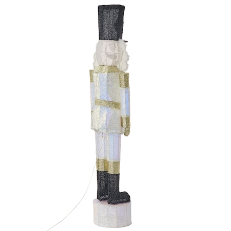 Dekoracja ogrodowa LED STOROVAN Dziadek do orzechów 152 cm Biały/ złoty